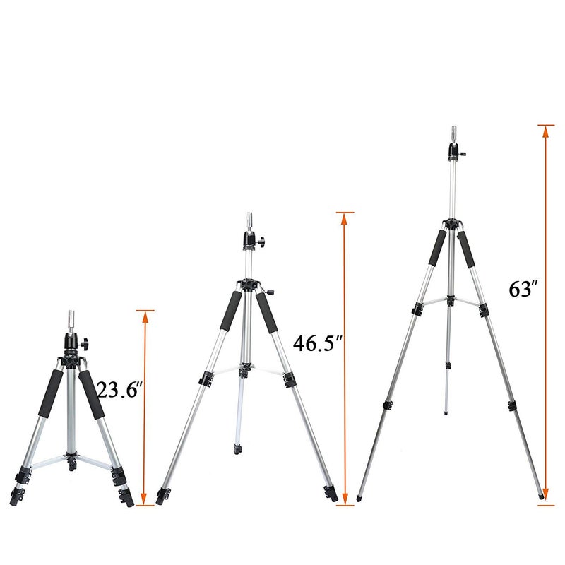 GEXWORLDWIDE GEX 63" Heavy Duty Mannequin Tripod Stand for Wig Cosmetology Training Practice Doll Manikin Head Tripod Wig Stand With Travel Bag (Silver) - Image 3